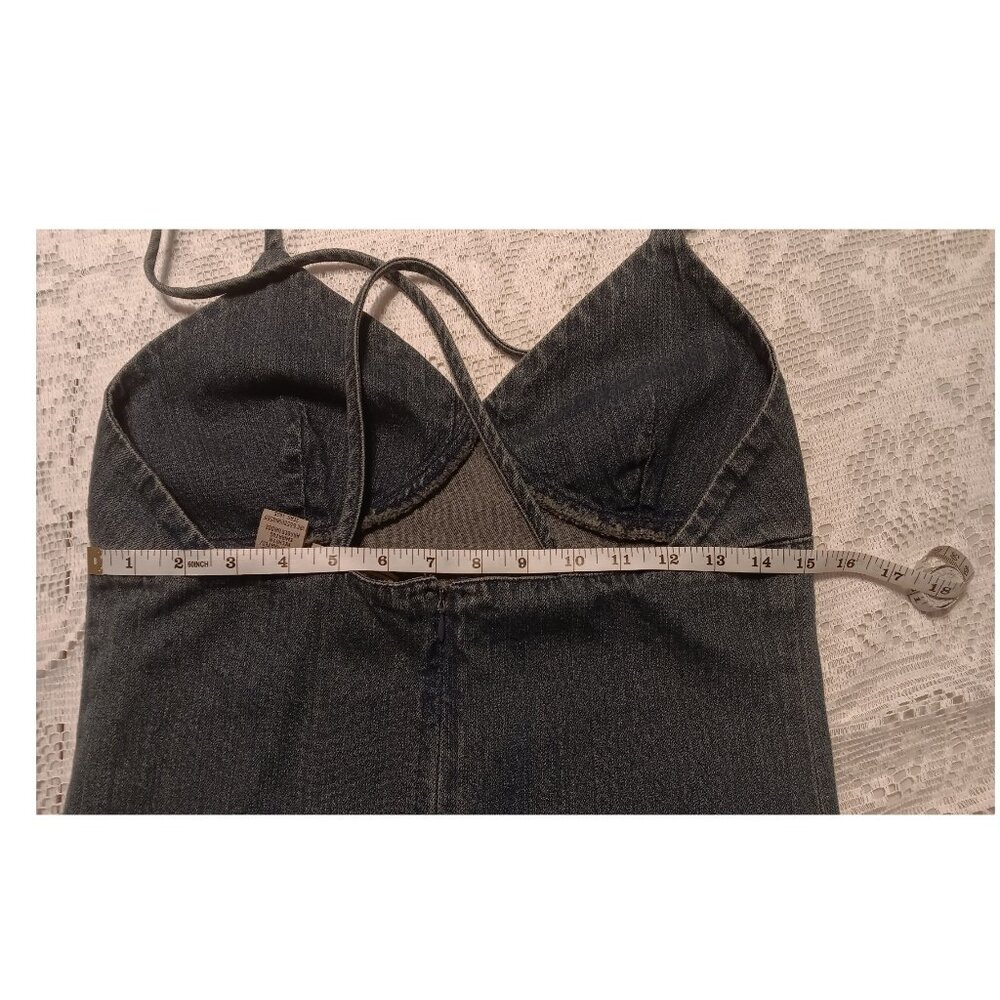 Vintage 90s Y2K Route 66 Dark Wash Denim Dress with Criss-cross Straps - Picture 7 of 7